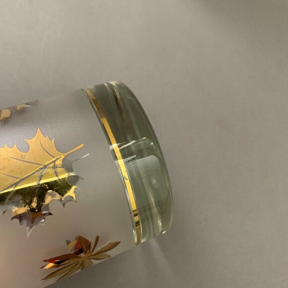 Libbey Double Old Fashioned Frost Gold Leaves Glasses 4 1/8" High Lot of 3 - Picture 8 of 10